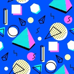 memphis seamless pattern of geometric shapes. abstract 1980-90 styles design. trendy style. colorful geometric hipster poster background. vector illustration stock vector.