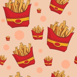 seamless pattern with potato fries. fast food. fried potatoes, background. the pattern of potato.french fries seamless pattern. flat design