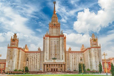 lomonosov state university, iconic building and sightseeing in moscow, russia