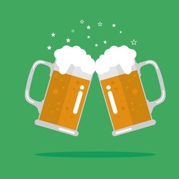 toasting glasses of beer. vector illustration