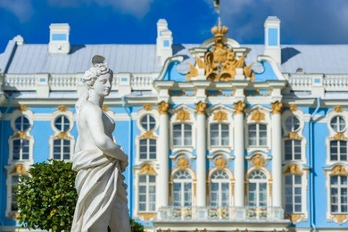catherine palace in pushkin is a rococo palace, summer residence of the tsar
