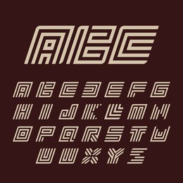 geometric vector white color alphabet letters set. monogram symbols collection on the dark background. unusual typography elements group. vector illustration