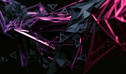 abstract 3d rendering of chaotic surface. contemporary background with futuristic polygonal shape. distorted low poly object with sharp lines.
