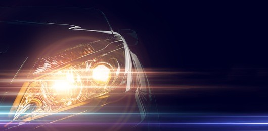 front of a sports car