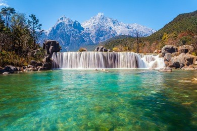 blue moon valley in jade dragon snow mountain, lijiang, yunnan china.
