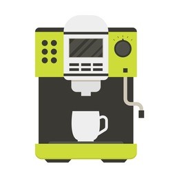 coffee machine with a cup icon can be used for home, restaurant, cafe or office. flat design style. vector illustration. steel espresso pot icons for  kitchen