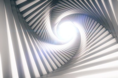 creative patterned tunnel with light at the end. 3d rendering
