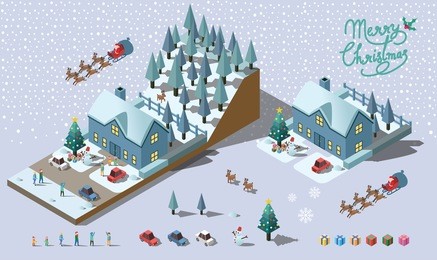 isometric merry christmas vector design