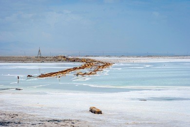 old railway at chaqia (chakayan) salt lake, qinghai, china