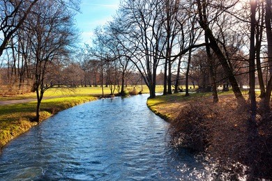 historic park, english garden of munich in bavaria in the autumn