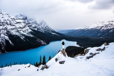 enjoying the view at peyto lake