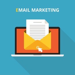 laptop with envelope and read email on screen. email marketing, internet advertising concepts. flat vector illustration.