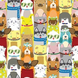 colored cute dogs. pattern