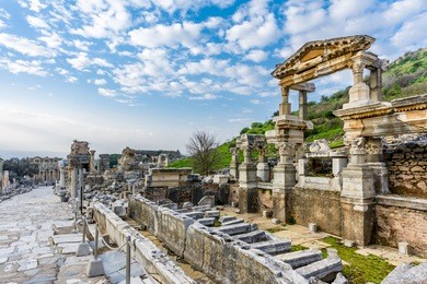 the fountain of trajan of ephesus ancient city