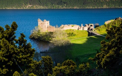 ruins of scotland urquhart castle near loch ness