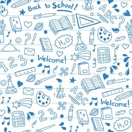 back to school seamless vector pattern. good for textile fabric design, wrapping paper and website wallpapers. vector illustration.
