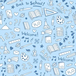 back to school seamless vector pattern. good for textile fabric design, wrapping paper and website wallpapers. vector illustration.