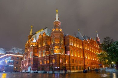 historical museum on red square, moscow, russia