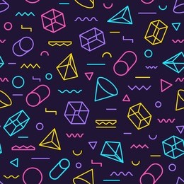 geometric seamless pattern color style consisting of line geometric different shapes and lines. colorful memphis seamless pattern. hipster style. vector illustration