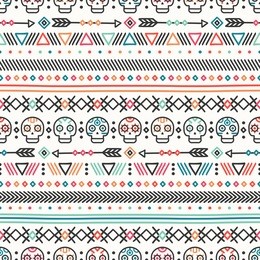 day of the dead. tribal hand drawn line mexican ethnic seamless pattern. border. wrapping paper. print. doodles. tiling. handmade native vector illustration. aztec background. texture. style skull