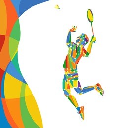 abstract colorful pattern with badminton player