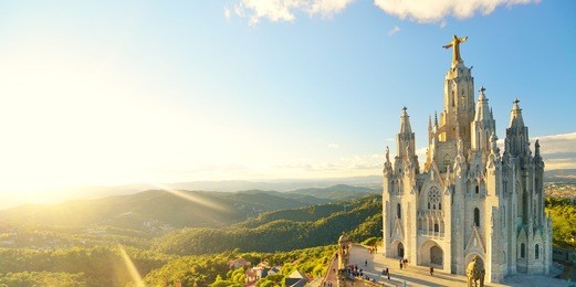 temple sacred heart of jesus on tibidabo in barcelona, spain.