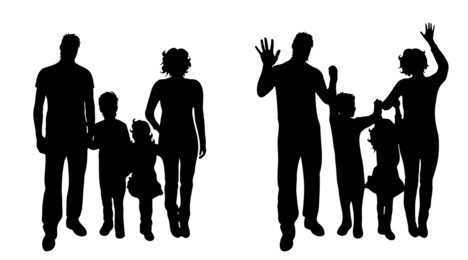 vector silhouette of family on white background.