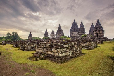 candi prambanan is a 9th-century hindu temple. the temple compound is located northeast of the city of yogyakarta central java