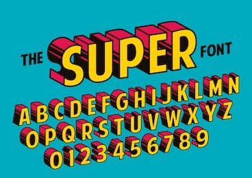 vector of stylized retro font and alphabet