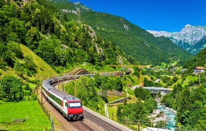 intercity train at the gotthard railway. the traffic will be diverted to the gotthard base tunnel in december 2016.