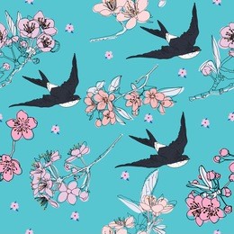 cherry blossom pattern with swallow