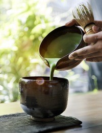tea aromatic drink freshness matcha pouring concept