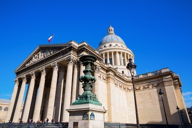 historic pantheon in the quartier latin district in paris, france