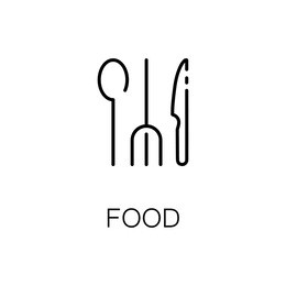food flat icon. single high quality outline symbol of travel for web design or mobile app. thin line signs of tourism for design logo, visit card, etc. outline pictogram of restaurant