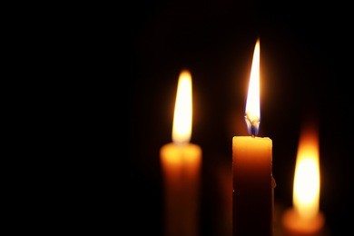 candle flame isolated on black