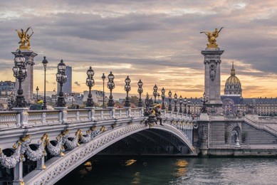 pont alexandre iii at sunset over the river seine. one of the main historical attractions of the french capital. paris, france. high dynamic range image.