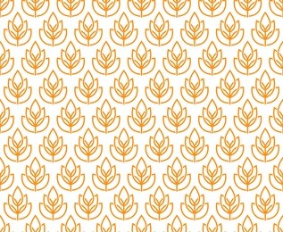wheat ears seamless pattern. stylized elegant linear ears golden on white color.