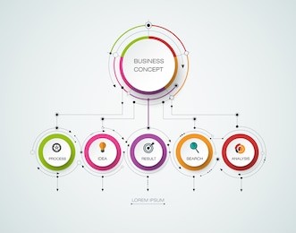 vector infographic template with 3d paper label, integrated circles. business concept with options. for content, diagram, flowchart, steps, parts, timeline infographics, workflow layout, chart