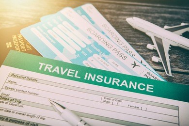 travel agent ticket safe plan trip holiday model insurance money concept air form business security paper transportation concept - stock image