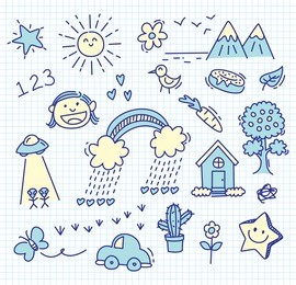 children's drawing on paper background