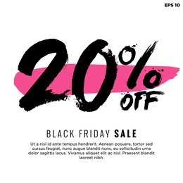 20% off black friday sale (promotional poster design vector illustration) with text box template