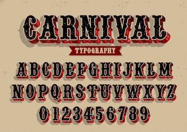 vector of vintage carnival font and alphabet