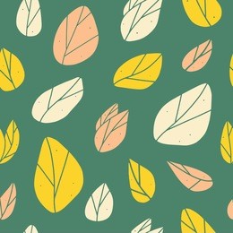 colorful leaves seamless pattern. hand drawn floral vector background. surface design