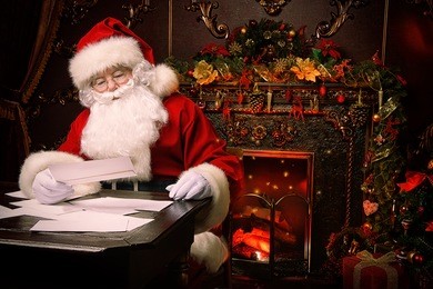 santa claus is preparing for christmas, he is reading children's letters. mail of santa claus. christmas decoration. 