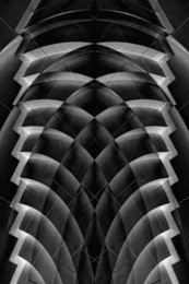 grunge double exposure abstract architecture photograph resembling luminous decorative ceiling or wall panel with stair-step structure. original polyhedron pattern.