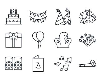 birthday cake icon outlined line vector