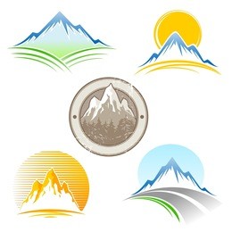 set of vector mountains emblem