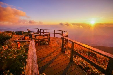 scenic kew mae pan at sunset. the doi inthanon national park in chiang mai, thailand.