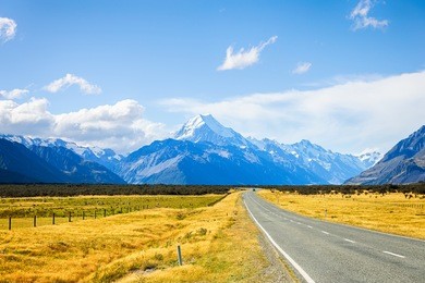 road leading to mount cook, new zealand