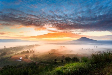 the landscape photo, beautiful sea fog in morning time at khao kho, phetchabun in thailand